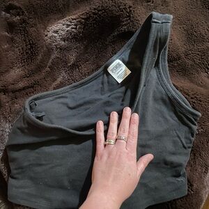 Black One-Shoulder Victoria’s Secret PINK Top with bralette